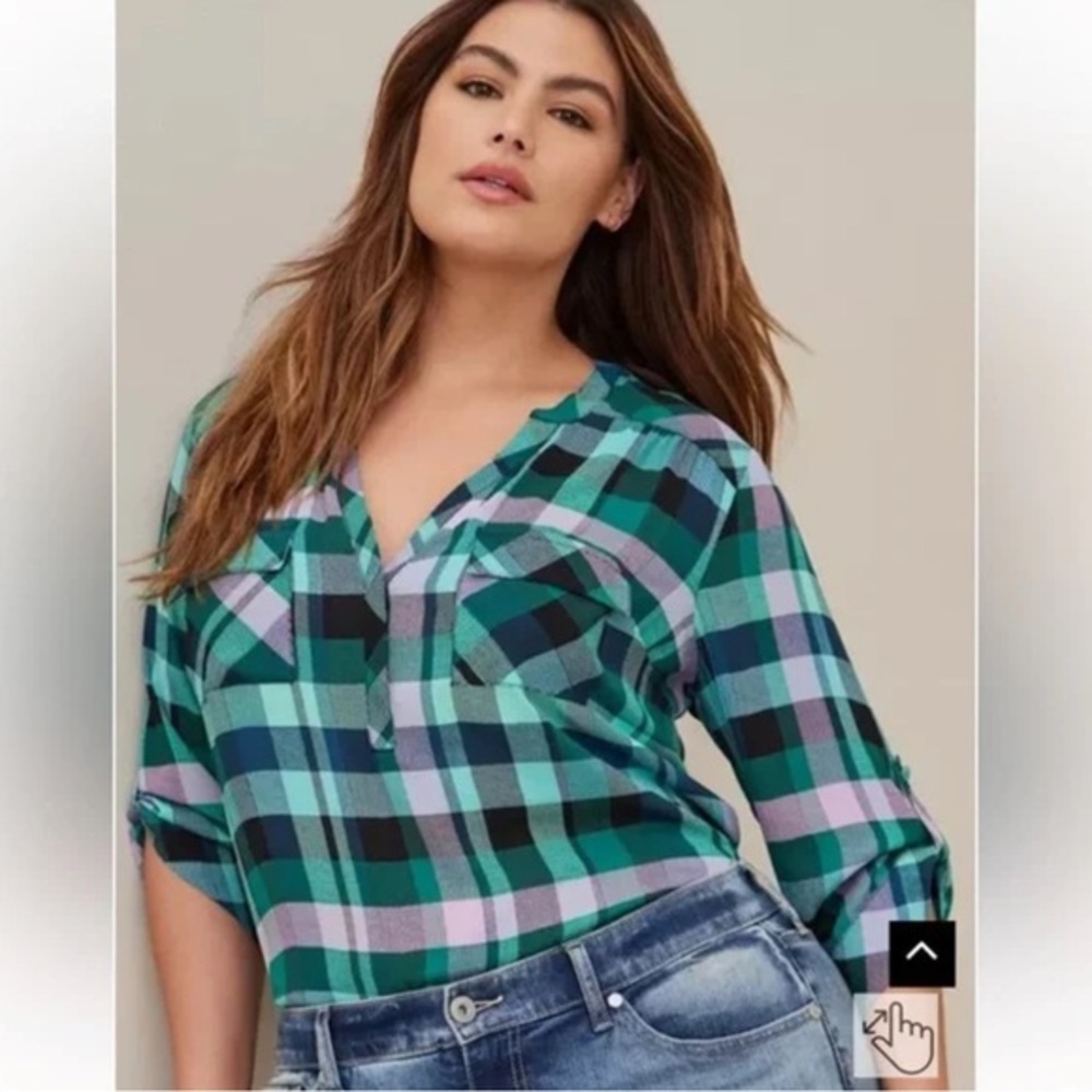 Torrid Harper Georgette 3/4 Sleeve Blouse